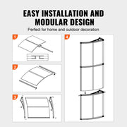 Window Door Awning Canopy 40" x 40", UPF 50+ Polycarbonate Entry Door Outdoor Window Awning Exterior, Front V952-MCZYPYCBS4040ML75V0
