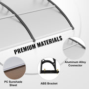 Window Door Awning Canopy 40" x 40", UPF 50+ Polycarbonate Entry Door Outdoor Window Awning Exterior, Front V952-MCZYPYCBS4040ML75V0