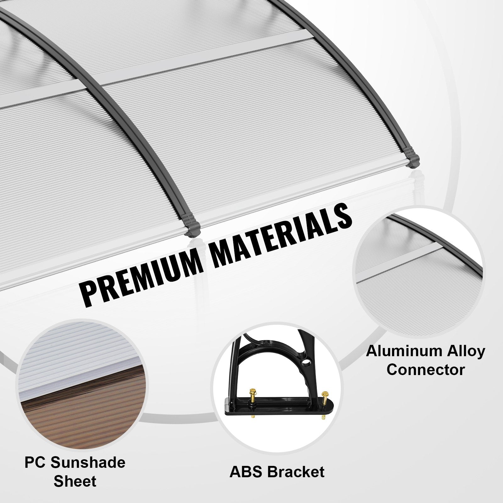 Window Door Awning Canopy 965 x 1987 mm, UPF 50+ Polycarbonate Entry Door Outdoor Window Awning Exterior, V952-MCZYPYCBS4080JUOZV0
