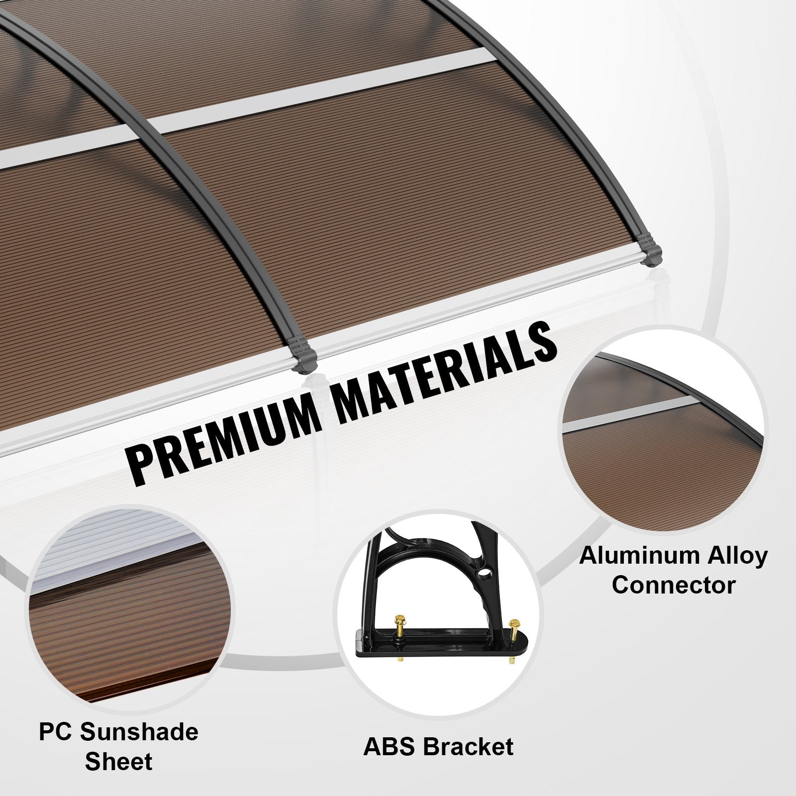 Window Door Awning Canopy 40" x 40", UPF 50+ Polycarbonate Entry Door Outdoor Window Awning Exterior, Front V952-MCZYPYCZS4040A515V0