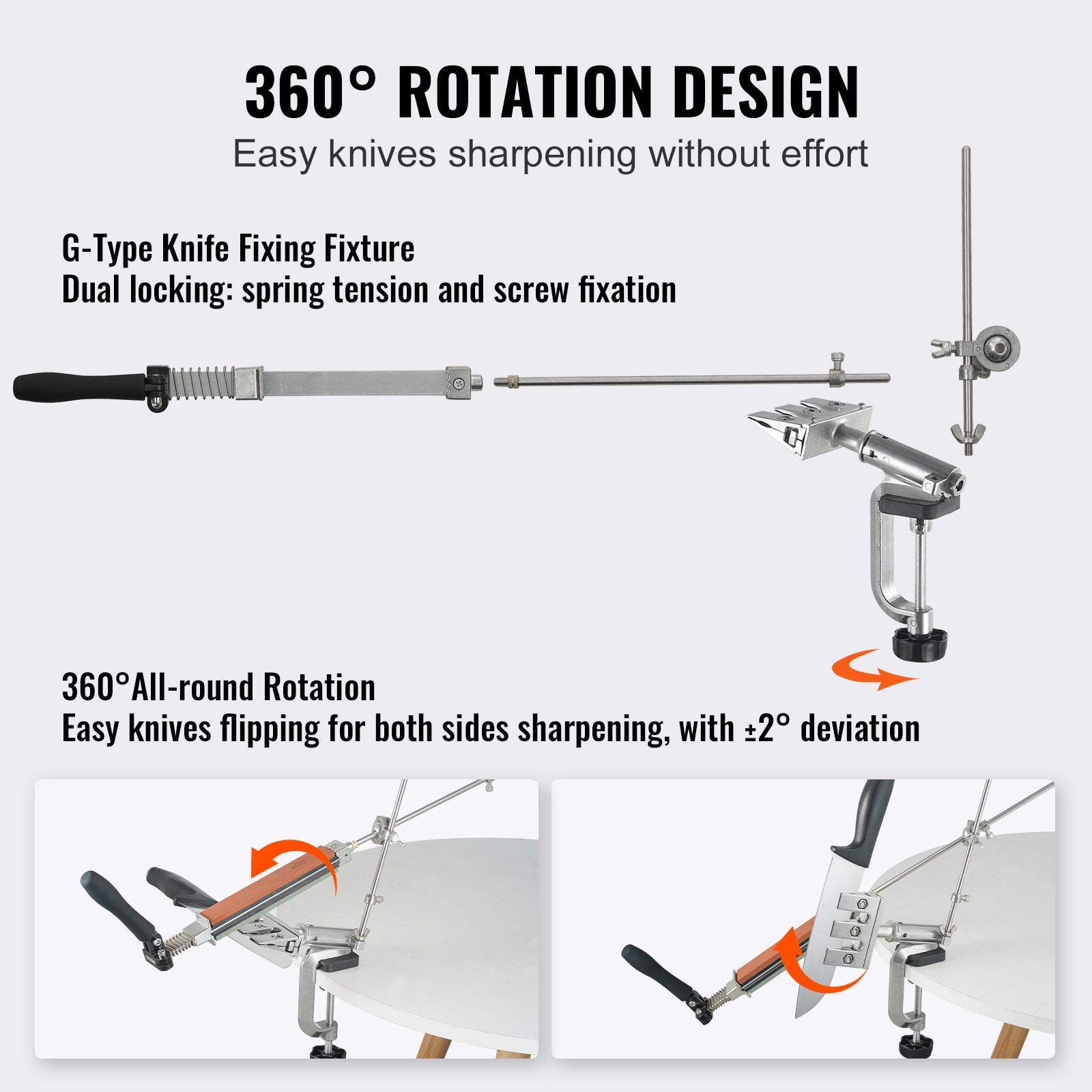 Knife Sharpener Kit, Rotation Flip Fixed Angle Knife Sharpening System with 12 Whetstones 120-10000 Grit, V952-MDSTJ1212000NTEGIV0