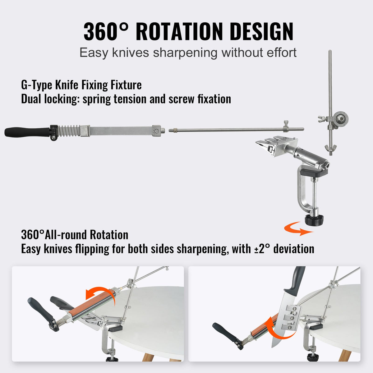 Knife Sharpener Kit, Rotation Flip Fixed Angle Knife Sharpening System with 12 Whetstones 120-10000 Grit, V952-MDSTJ1212000NTEGIV0