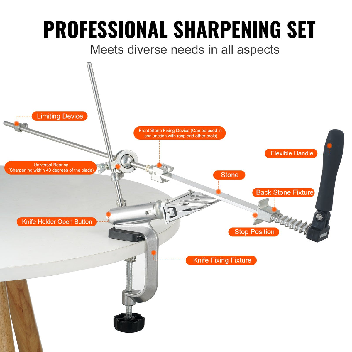 Knife Sharpener Kit, Rotation Flip Fixed Angle Knife Sharpening System with 12 Whetstones 120-10000 Grit, V952-MDSTJ1212000NTEGIV0