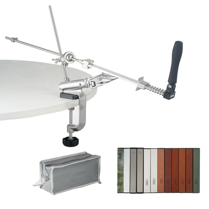 Knife Sharpener Kit, Rotation Flip Fixed Angle Knife Sharpening System with 12 Whetstones 120-10000 Grit, V952-MDSTJ1212000NTEGIV0