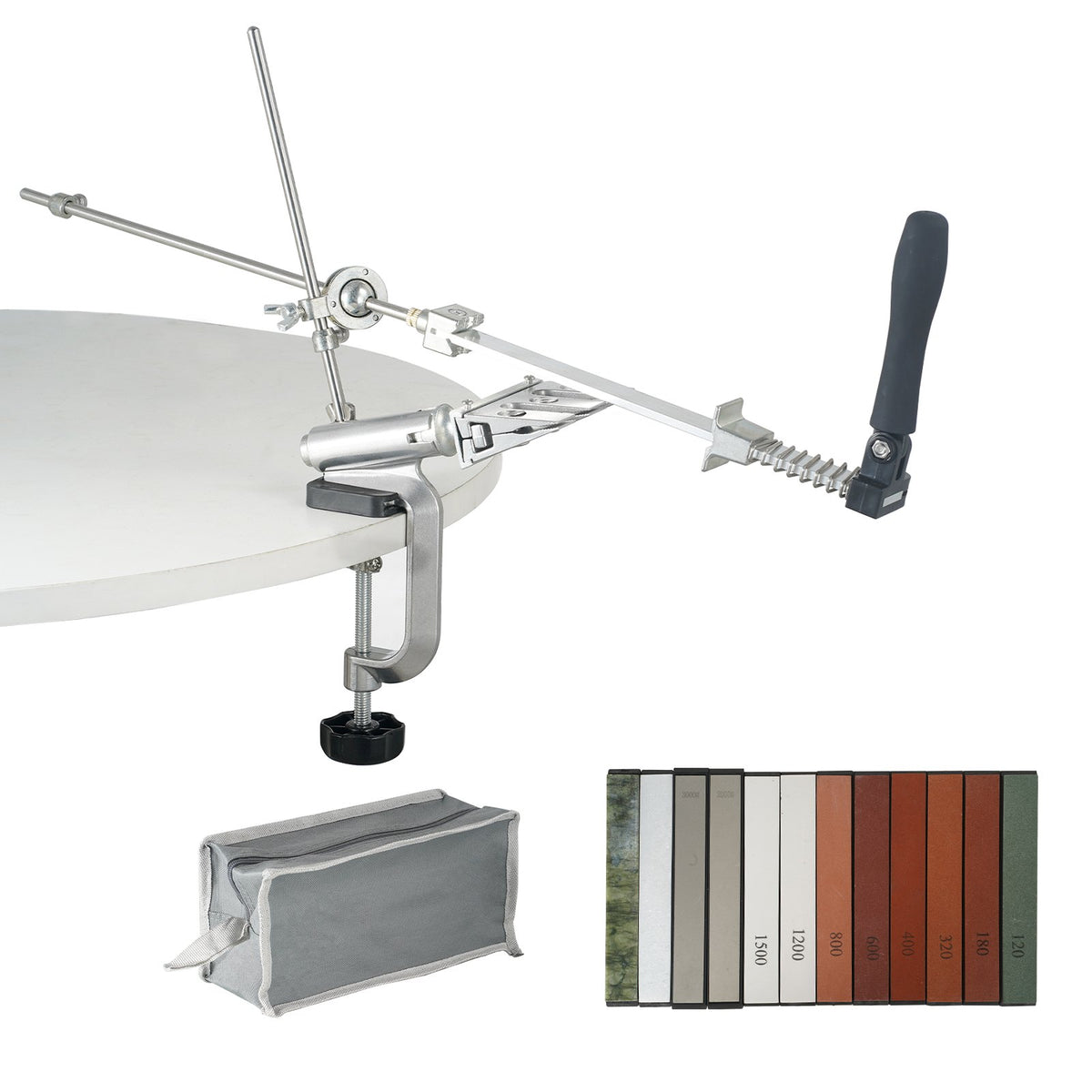 Knife Sharpener Kit, Rotation Flip Fixed Angle Knife Sharpening System with 12 Whetstones 120-10000 Grit, V952-MDSTJ1212000NTEGIV0
