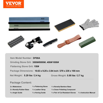 Whetstone Knife Sharpening Kit, 2 Dual-Sided Grit Whetstones 400/1000 3000/8000, 10PCS Knife Sharpener Kit V952-MDSTJ28000003OVJSV0