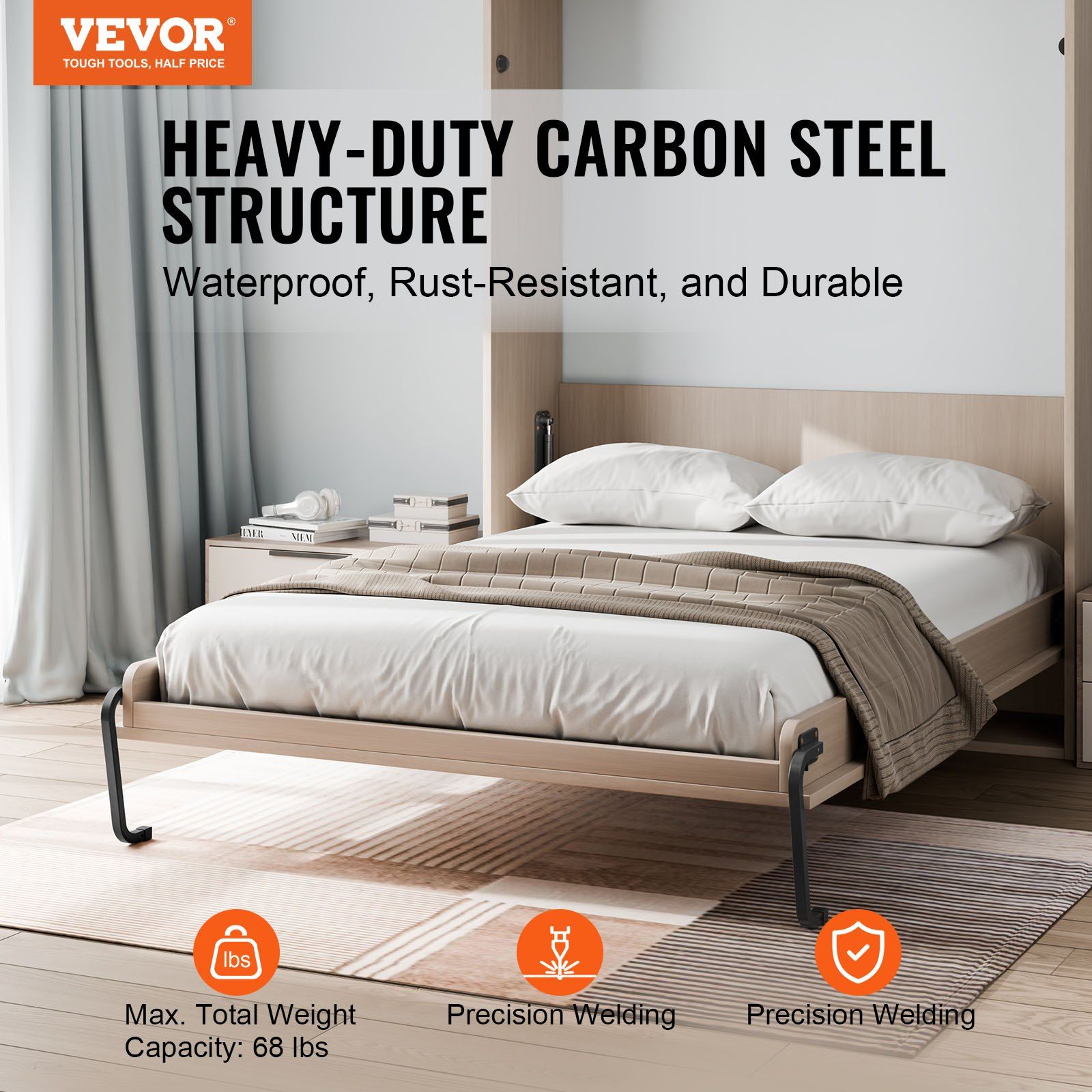 Murphy Bed Kit, Queen Size, Vertical Deluxe DIY Wall Bed Mechanical Hardware Kit, Pneumatic Lever Heavy Duty V952-MFCZDJGQDGZFZSYYDV0
