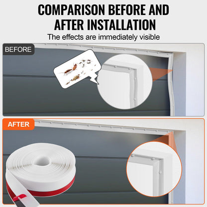 Garage Door Seal Top and Sides Seal Strip, 34 FT Universal Weather Stripping Replacement Soft and Hard V952-MFT1J34FTDBJENC7NV0