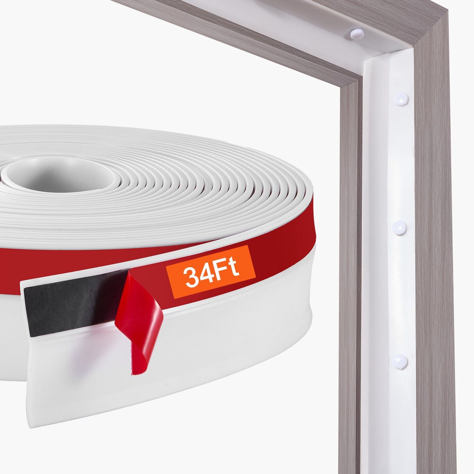 Garage Door Seal Top and Sides Seal Strip, 34 FT Universal Weather Stripping Replacement Soft and Hard V952-MFT1J34FTDBJENC7NV0