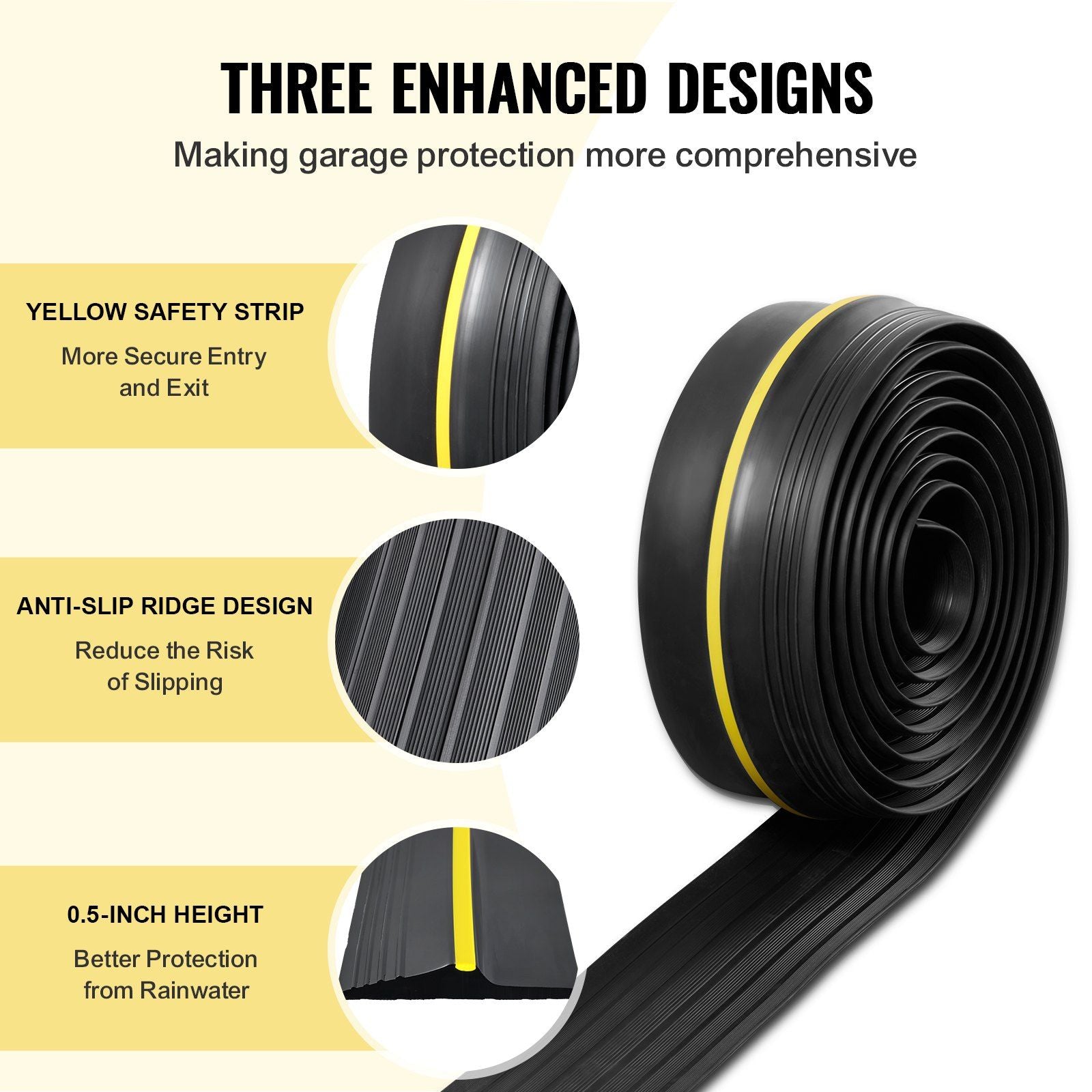Garage Door Threshold Seal Strip, 12 FT Universal Garage Door Floor Seal Strip with Adhesive, Garage Door V952-MFTDT1J12FT0NTRM6V0