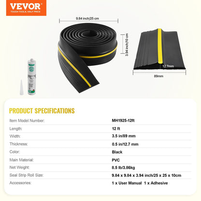 Garage Door Threshold Seal Strip, 12 FT Universal Garage Door Floor Seal Strip with Adhesive, Garage Door V952-MFTDT1J12FT0NTRM6V0