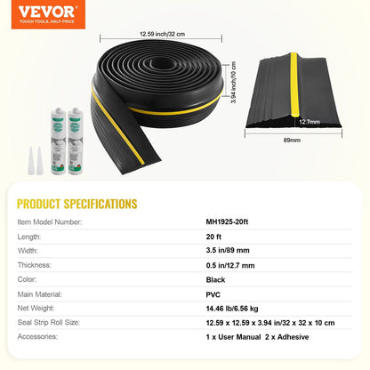 Garage Door Threshold Seal Strip, 20 FT Universal Garage Door Floor Seal Strip with Adhesive, Garage Door V952-MFTDT1J20FT0L3EIMV0