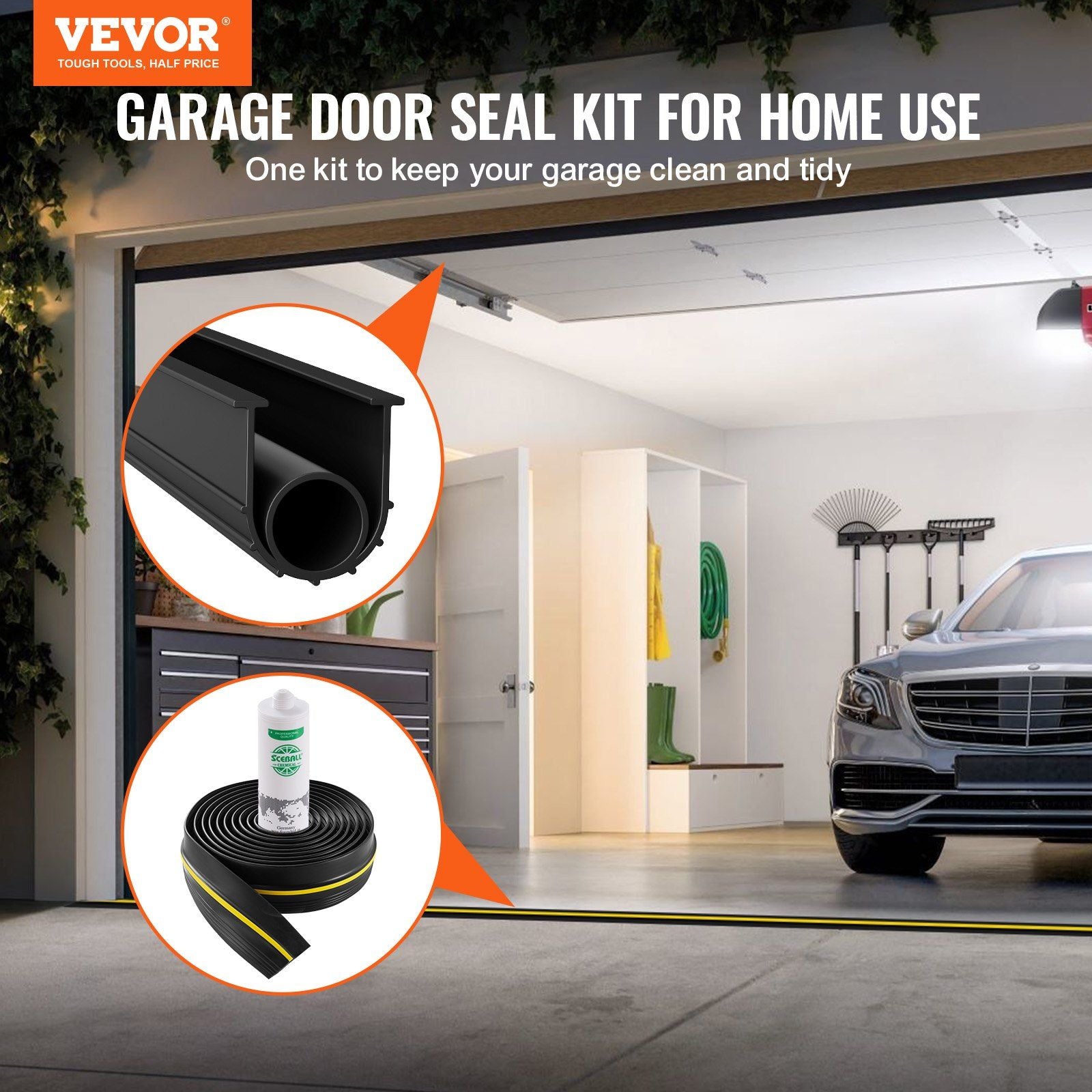 Garage Door Threshold and Bottom Seals Kit, 20 FT U Shape+O Ring Universal Garage Door Bottom Seal V952-MFTMXBT2J20F01O7KV0