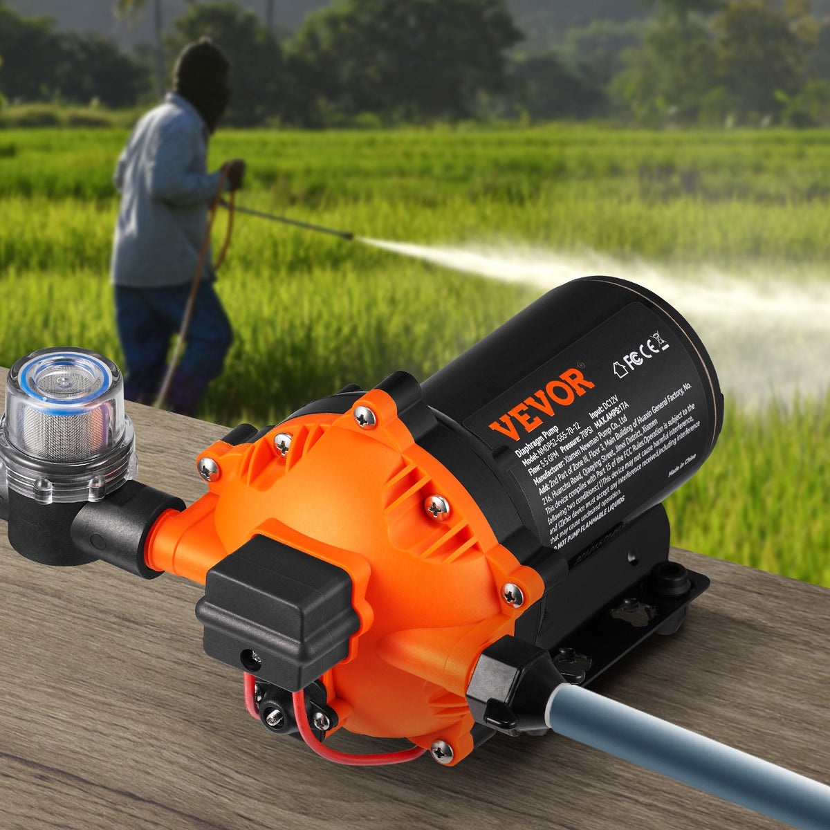 Water Diaphragm Pump, 20.8 LPM Flow, 4.8 bar Rated Pressure (2.8-6.9 bar Adjustable), 12.7 mm MNPT Self V952-MG12V570PSI12969RV0