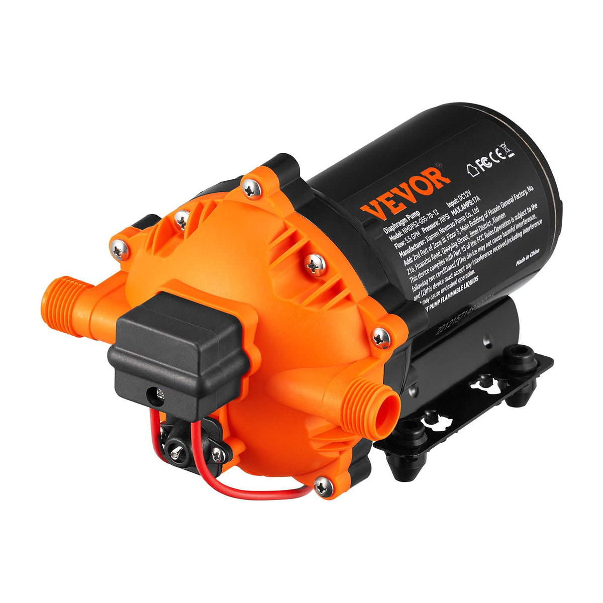 Water Diaphragm Pump, 20.8 LPM Flow, 4.8 bar Rated Pressure (2.8-6.9 bar Adjustable), 12.7 mm MNPT Self V952-MG12V570PSI12969RV0