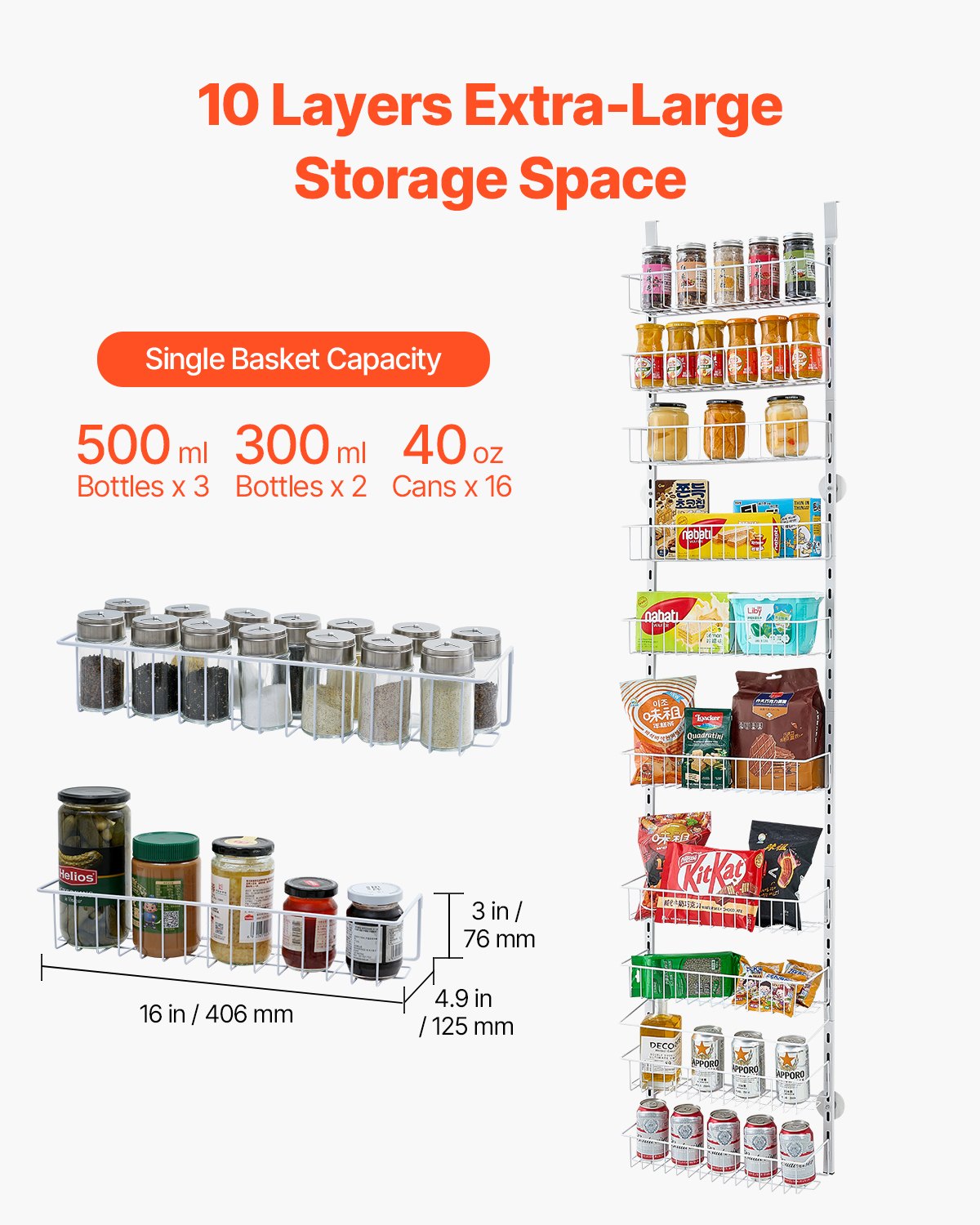 10-Tier Over the Door Pantry Organizer Hanging Storage Rack Adjustable V952-MGCCJ10CBS0009SB7V0