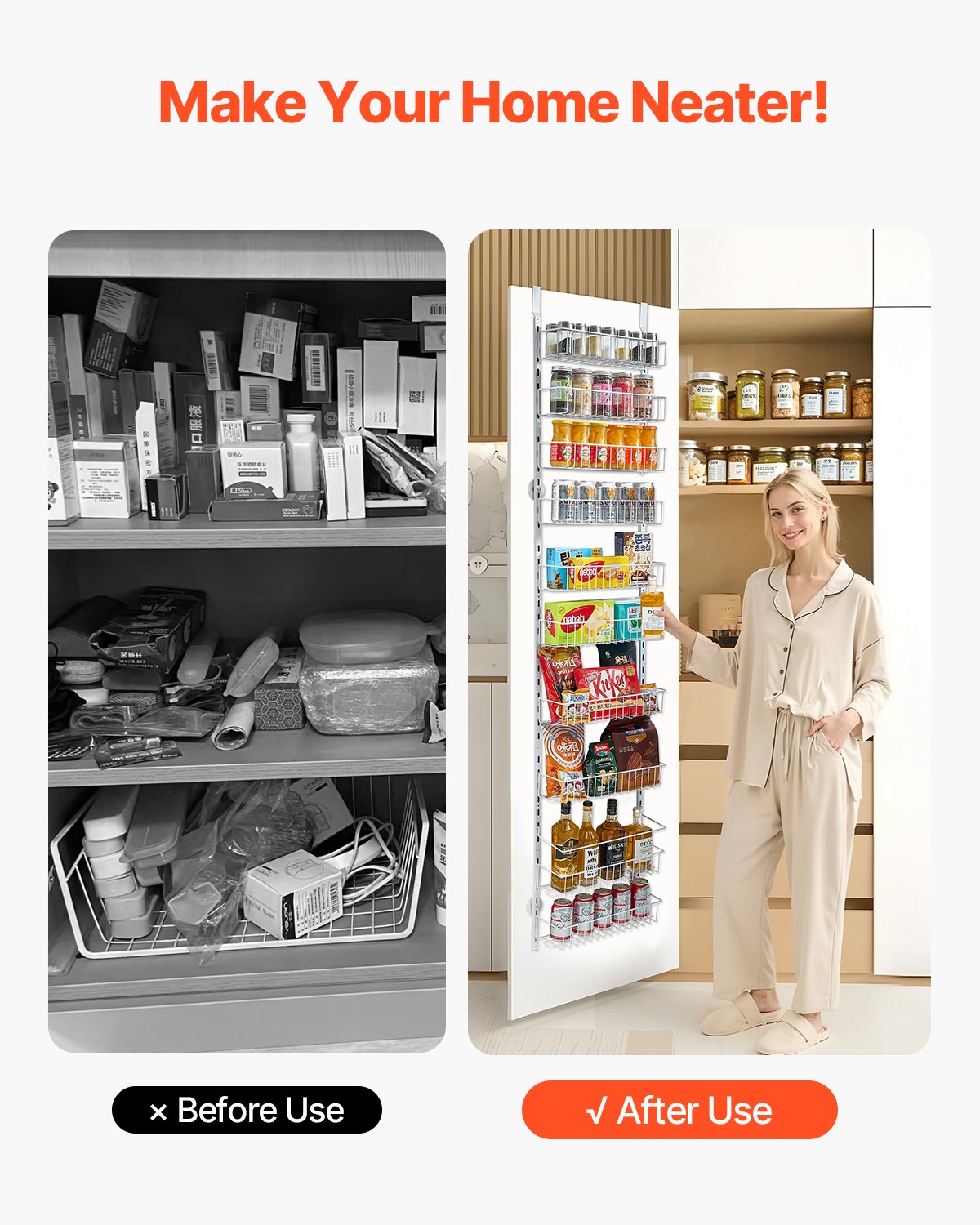 10-Tier Over the Door Pantry Organizer Hanging Storage Rack Adjustable V952-MGCCJ10CBS0009SB7V0