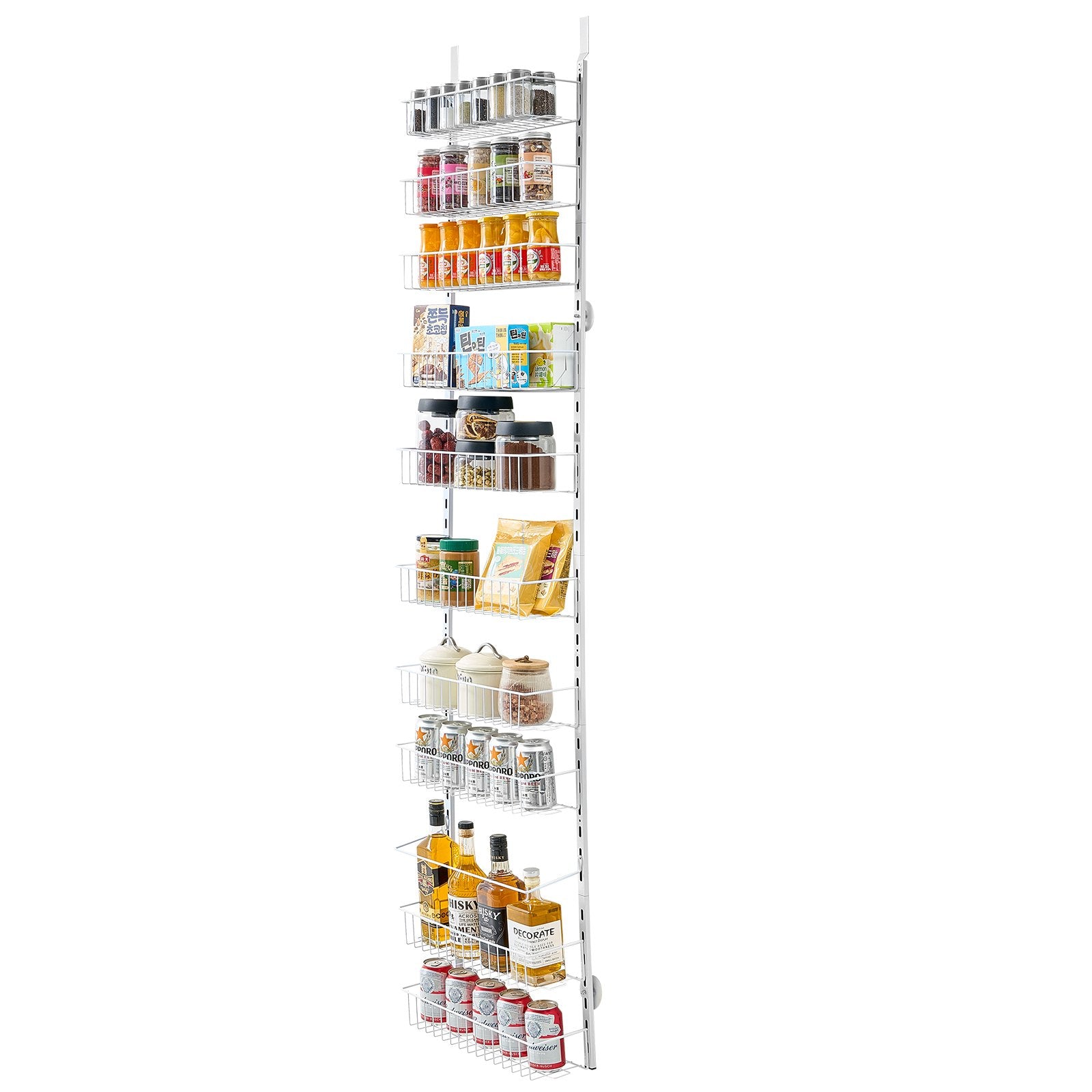 10-Tier Over the Door Pantry Organizer Hanging Storage Rack Adjustable V952-MGCCJ10CBS0009SB7V0