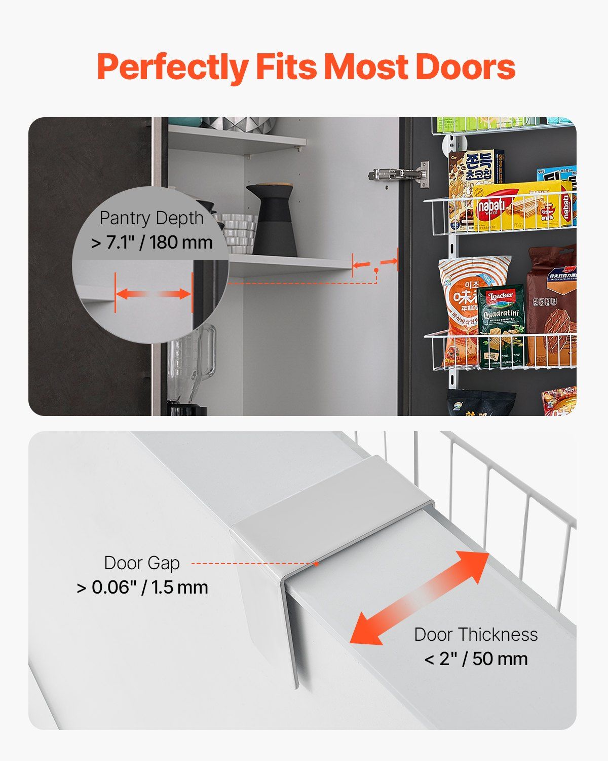 Over the Door Pantry Organizer, 6-Tier Pantry Organization and Storage, Heavy-Duty Steel Hanging Spice Rack, V952-MGCCJ6CBS000OVVBPV0