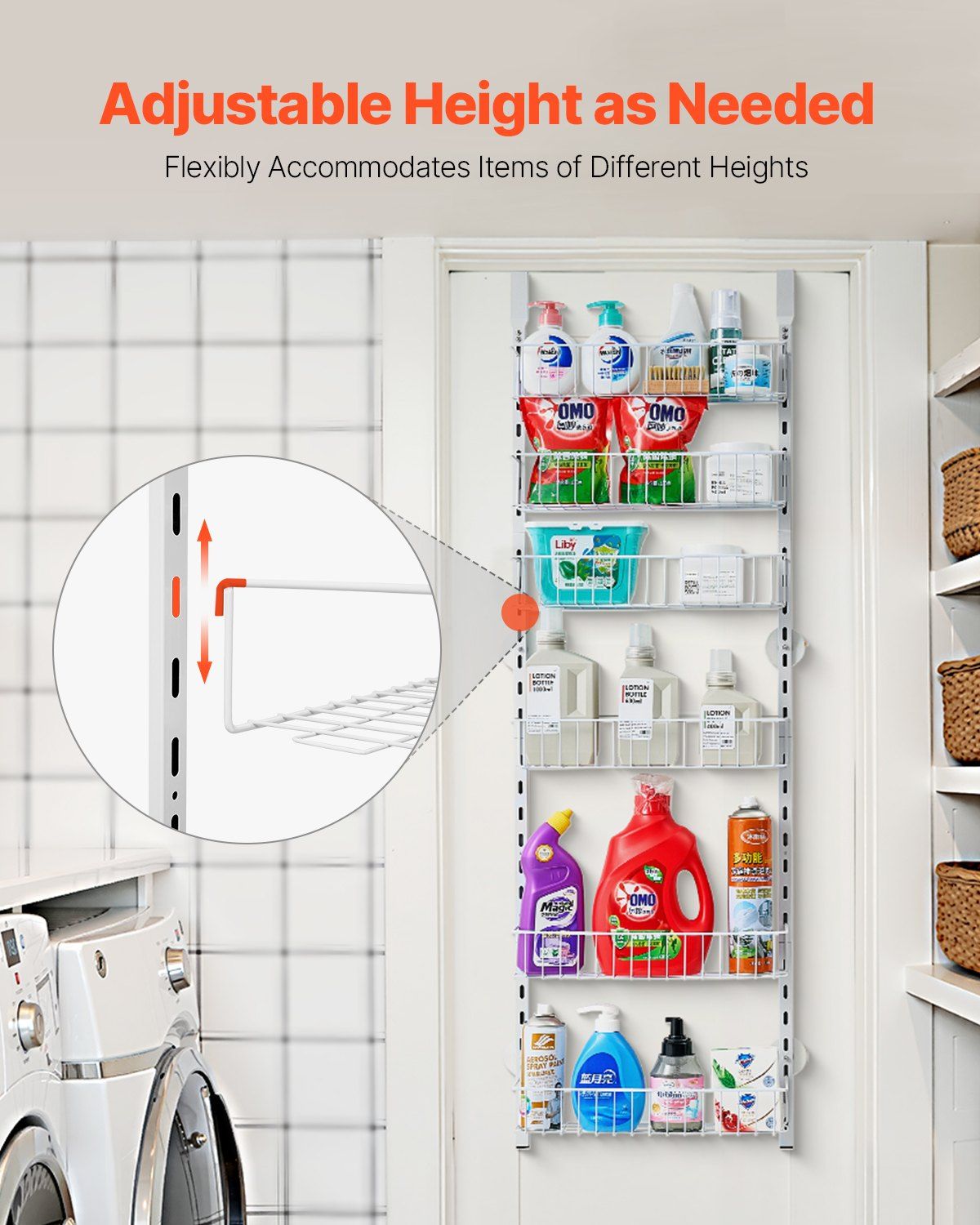 Over the Door Pantry Organizer, 6-Tier Pantry Organization and Storage, Heavy-Duty Steel Hanging Spice Rack, V952-MGCCJ6CBS000OVVBPV0
