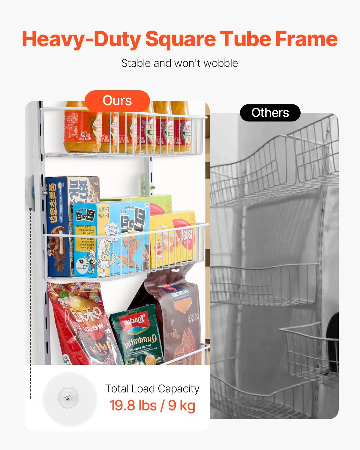 Over the Door Pantry Organizer, 6-Tier Pantry Organization and Storage, Heavy-Duty Steel Hanging Spice Rack, V952-MGCCJ6CBS000OVVBPV0