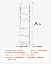 Over the Door Pantry Organizer, 6-Tier Pantry Organization and Storage, Heavy-Duty Steel Hanging Spice Rack, V952-MGCCJ6CBS000OVVBPV0