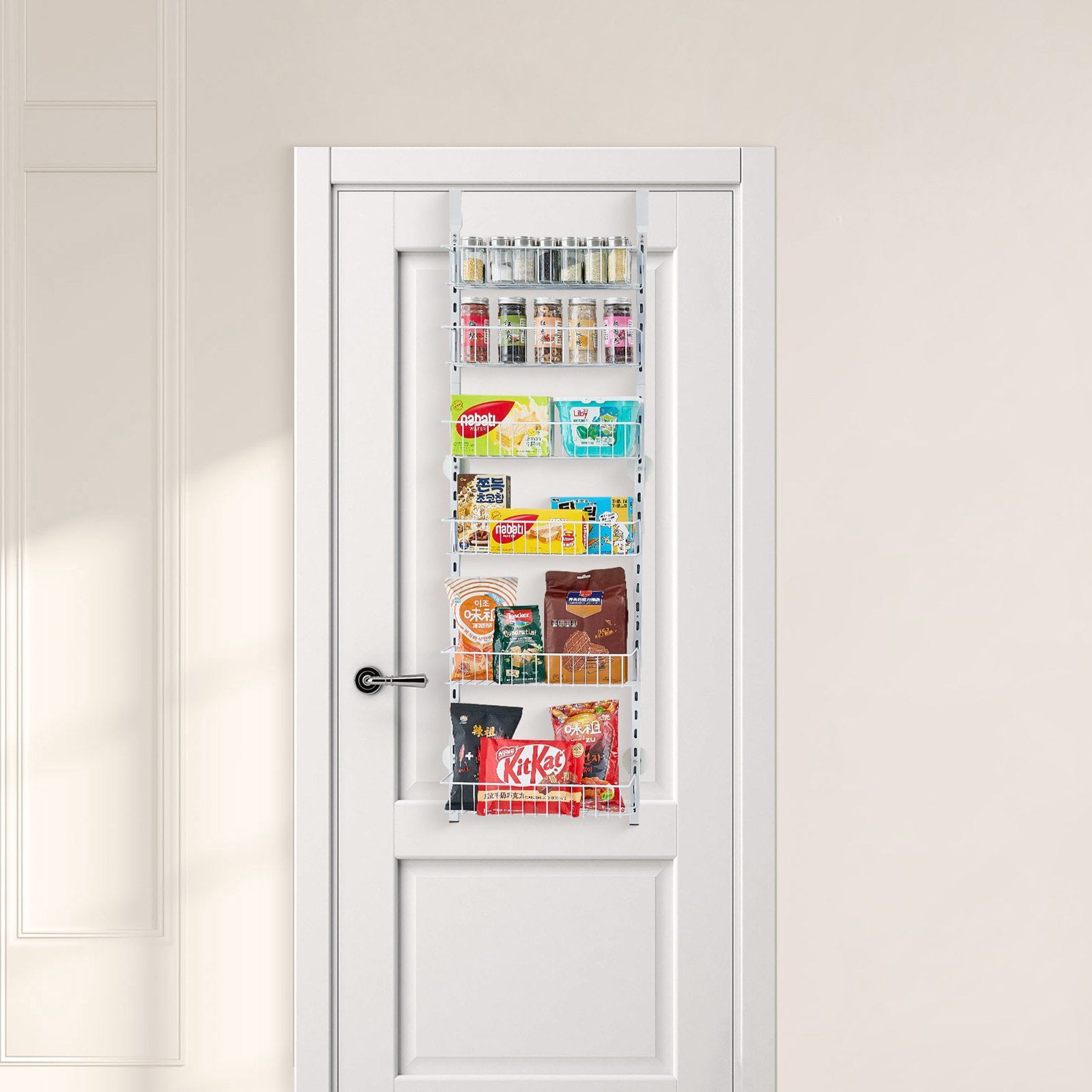 Over the Door Pantry Organizer, 6-Tier Pantry Organization and Storage, Heavy-Duty Steel Hanging Spice Rack, V952-MGCCJ6CBS000OVVBPV0