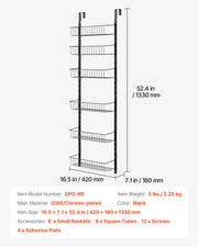 Over the Door Pantry Organizer, 6-Tier Pantry Organization and Storage, Heavy-Duty Steel Hanging Spice Rack, V952-MGCCJ6CHS000VBPIVV0
