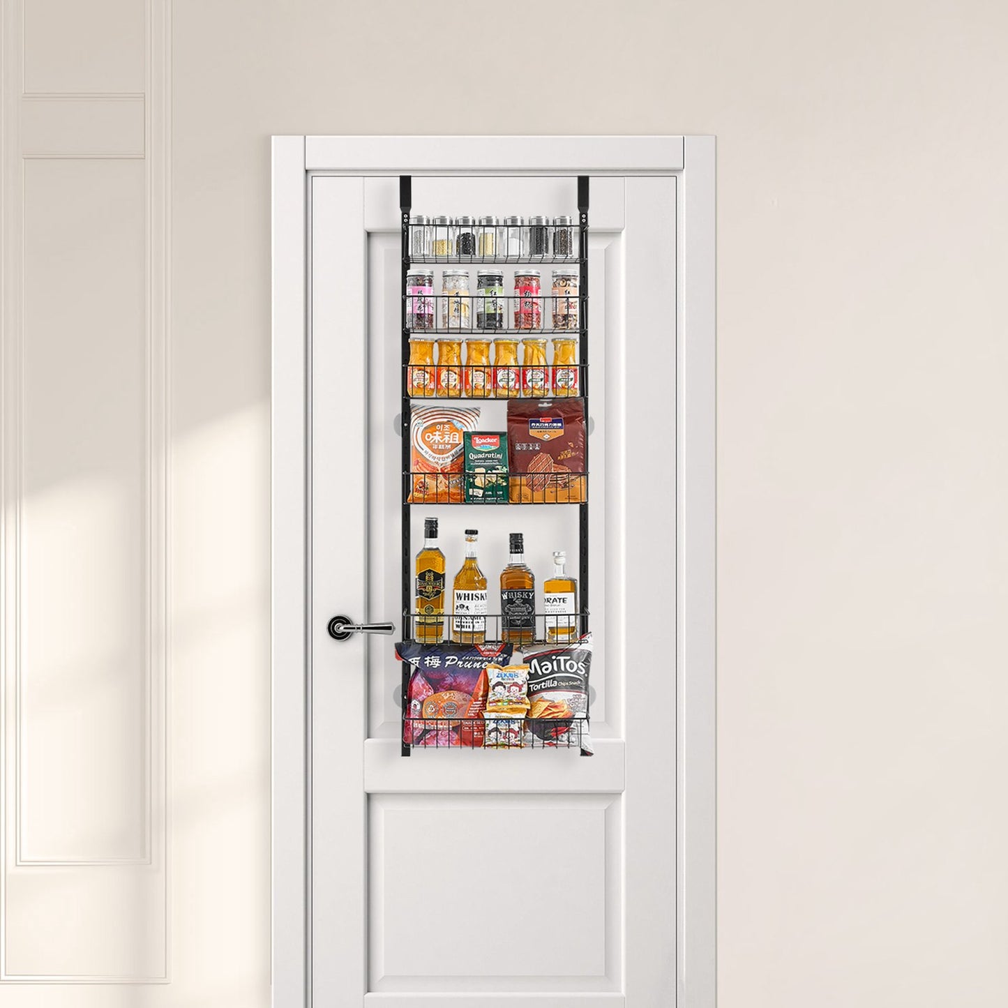 Over the Door Pantry Organizer, 6-Tier Pantry Organization and Storage, Heavy-Duty Steel Hanging Spice Rack, V952-MGCCJ6CHS000VBPIVV0
