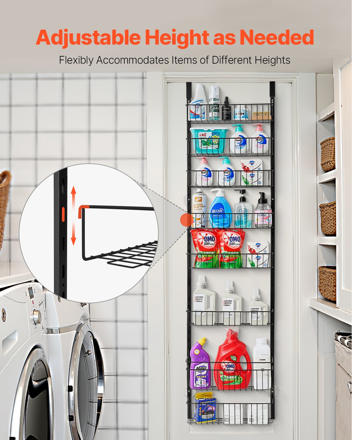8-Tier Over the Door Pantry Organizer Hanging Storage Rack Adjustable V952-MGCCJ8CHS000V0LYTV0