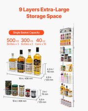 Over the Door Pantry Organizer, 9-Tier Pantry Organization and Storage, Heavy-Duty Steel Hanging Spice Rack, V952-MGCCJ9CBS000XN3NWV0