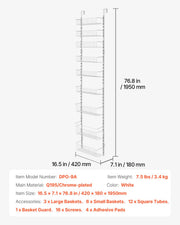 Over the Door Pantry Organizer, 9-Tier Pantry Organization and Storage, Heavy-Duty Steel Hanging Spice Rack, V952-MGCCJ9CBS000XN3NWV0