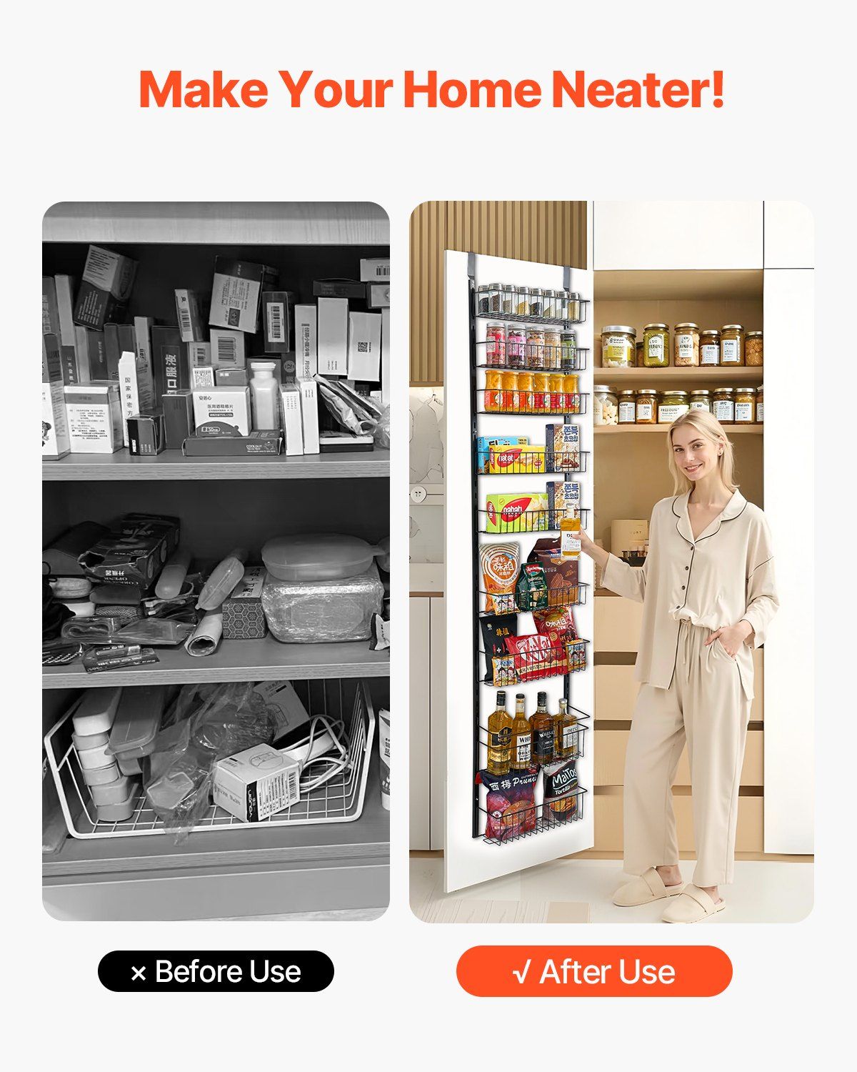 Over the Door Pantry Organizer, 9-Tier Pantry Organization and Storage, Heavy-Duty Steel Hanging Spice Rack, V952-MGCCJ9CHS000PMUY7V0