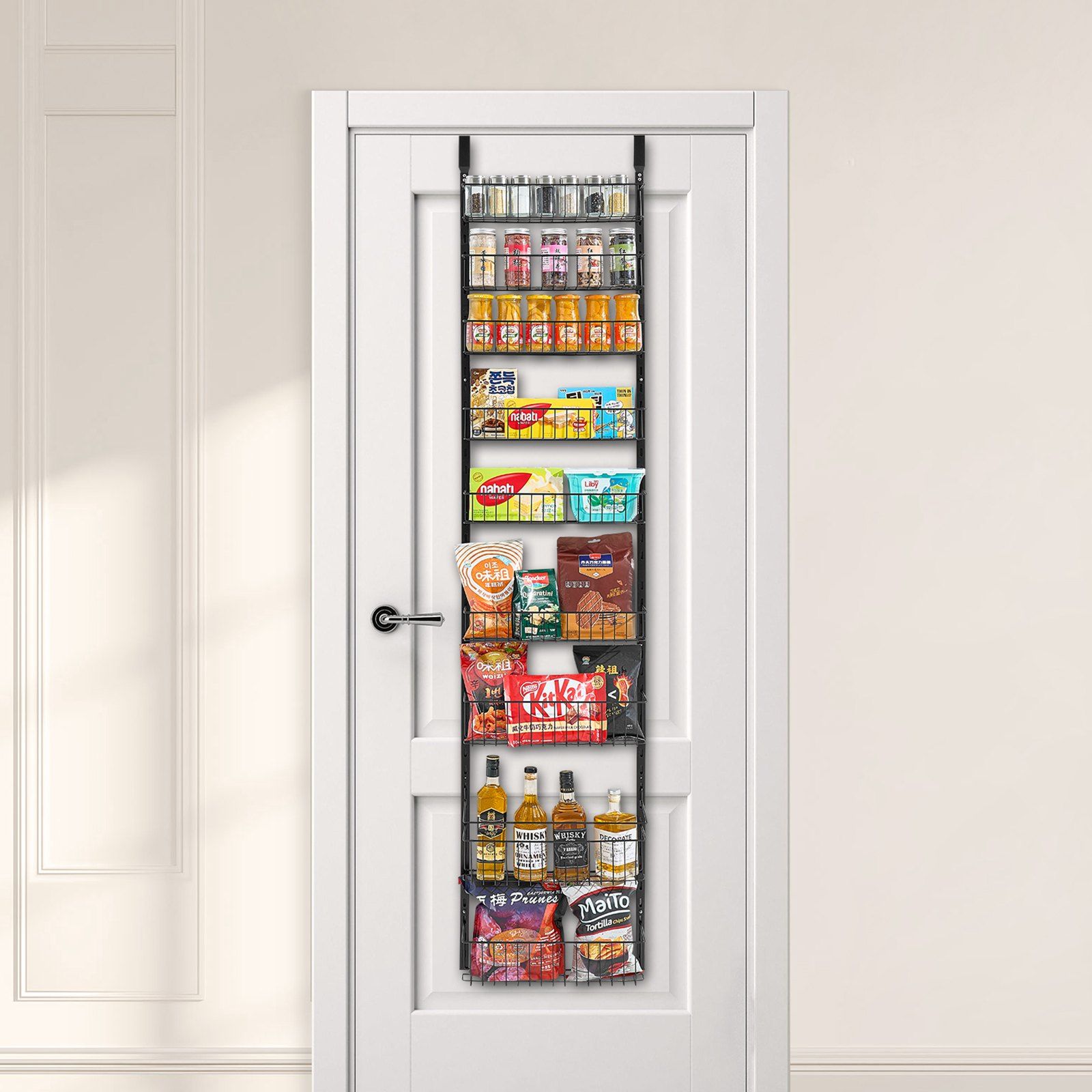 Over the Door Pantry Organizer, 9-Tier Pantry Organization and Storage, Heavy-Duty Steel Hanging Spice Rack, V952-MGCCJ9CHS000PMUY7V0