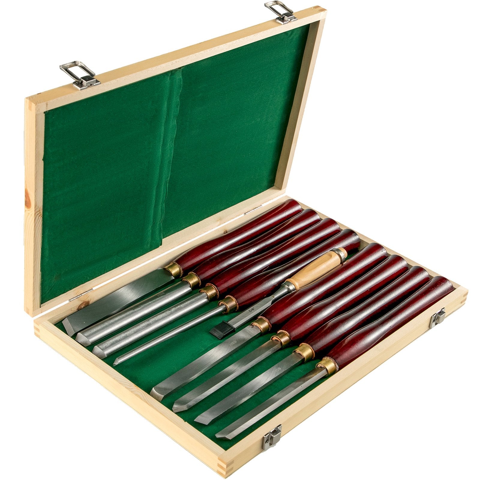 Woodworking Lathe Chisel Set 8 Piece Set Lathe Chisel HSS Steel Blades Wood Turning Tools Wooden Case for V952-MGCD8PCSMGCCZHBT1V0