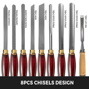 Woodworking Lathe Chisel Set 8 Piece Set Lathe Chisel HSS Steel Blades Wood Turning Tools Wooden Case for V952-MGCD8PCSMGCCZHBT1V0