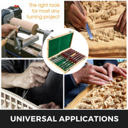 Woodworking Lathe Chisel Set 8 Piece Set Lathe Chisel HSS Steel Blades Wood Turning Tools Wooden Case for V952-MGCD8PCSMGCCZHBT1V0