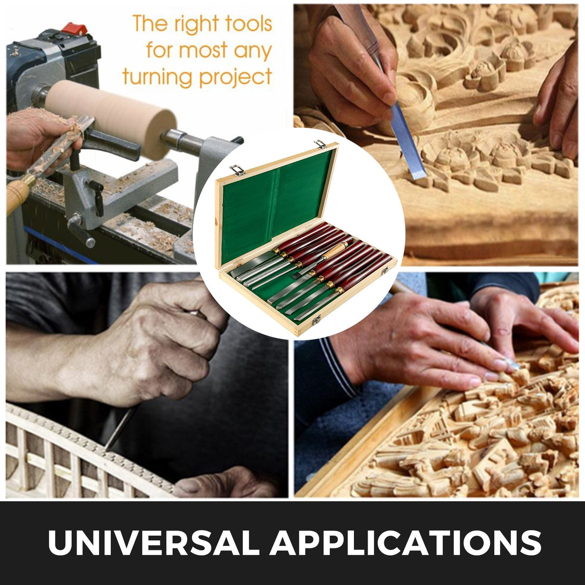 Woodworking Lathe Chisel Set 8 Piece Set Lathe Chisel HSS Steel Blades Wood Turning Tools Wooden Case for V952-MGCD8PCSMGCCZHBT1V0