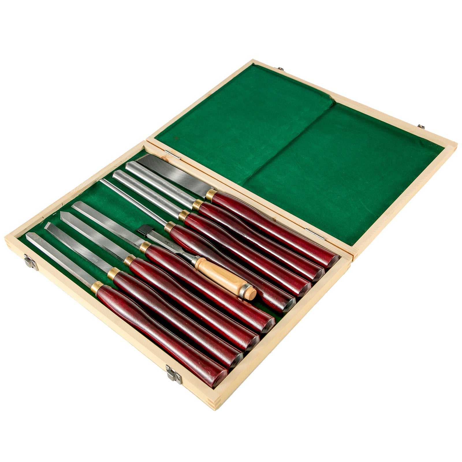 Woodworking Lathe Chisel Set 8 Piece Set Lathe Chisel HSS Steel Blades Wood Turning Tools Wooden Case for V952-MGCD8PCSMGCCZHBT1V0