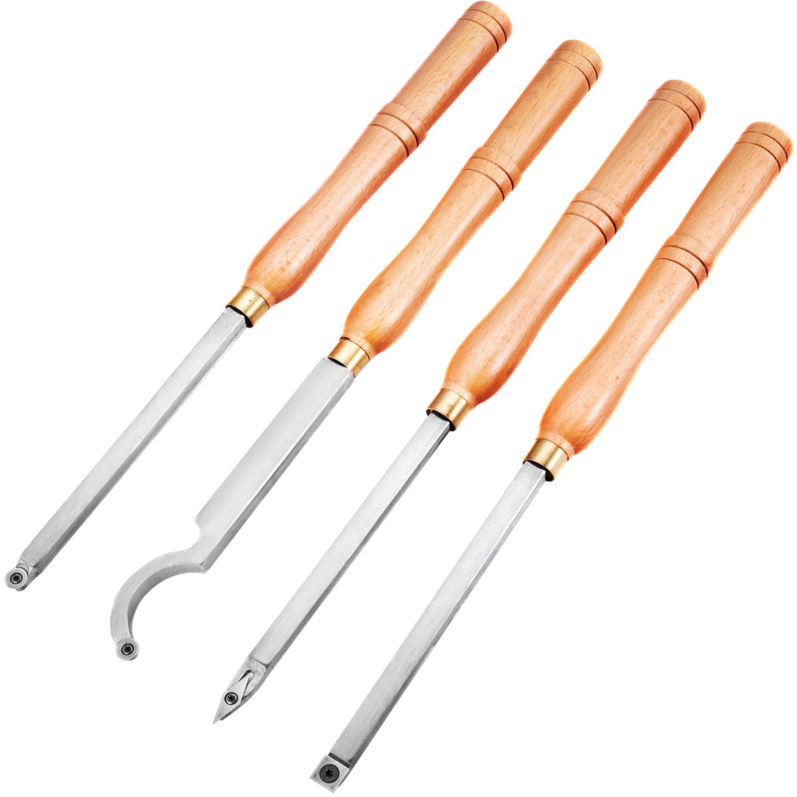 Wood Turning Tools for Lathe 4 PCS Set, Carbide Lathe Tools with Diamond Shape, Round, Square Cutters, V952-MGCDMBSJT00000001V0