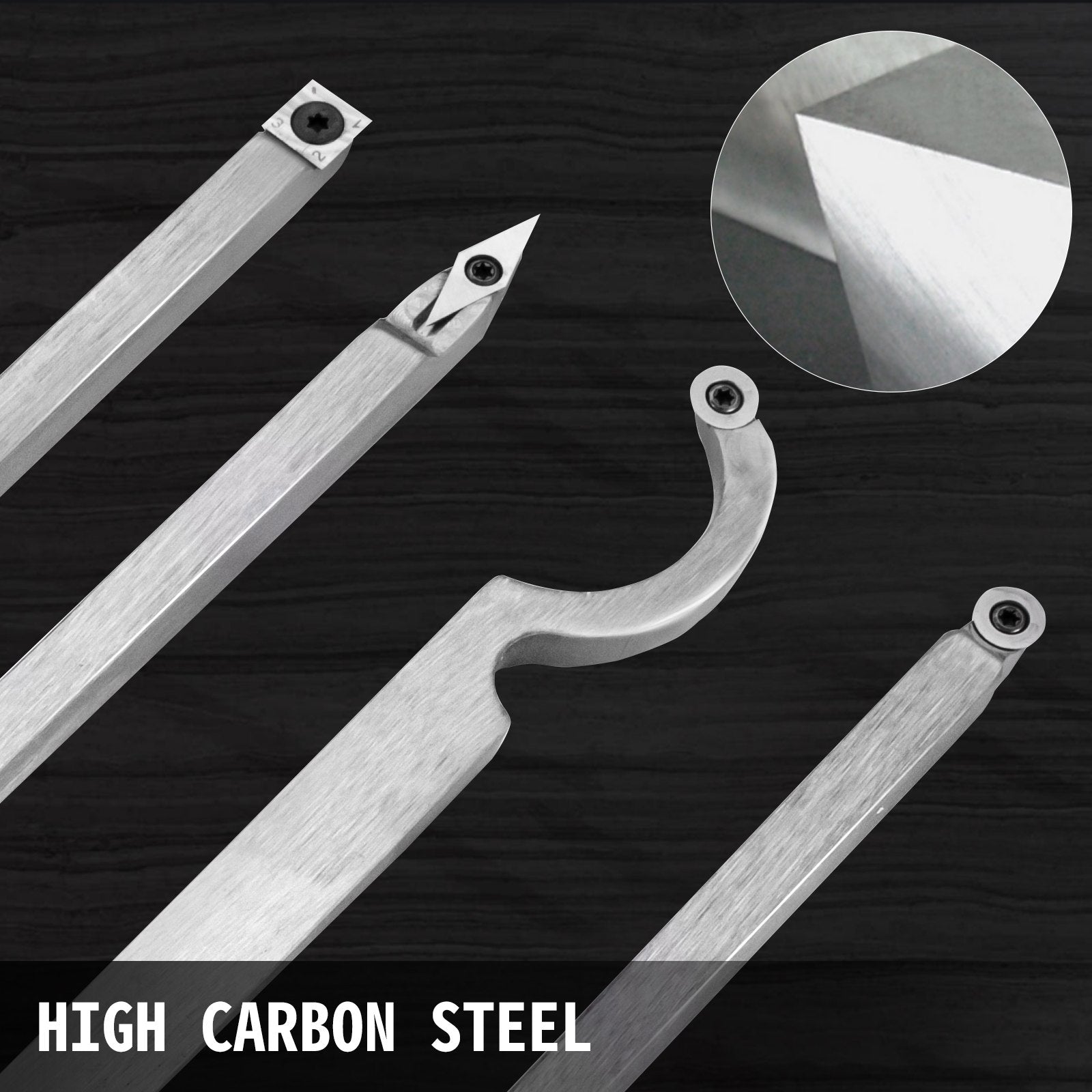 Wood Turning Tools for Lathe 4 PCS Set, Carbide Lathe Tools with Diamond Shape, Round, Square Cutters, V952-MGCDMBSJT00000001V0