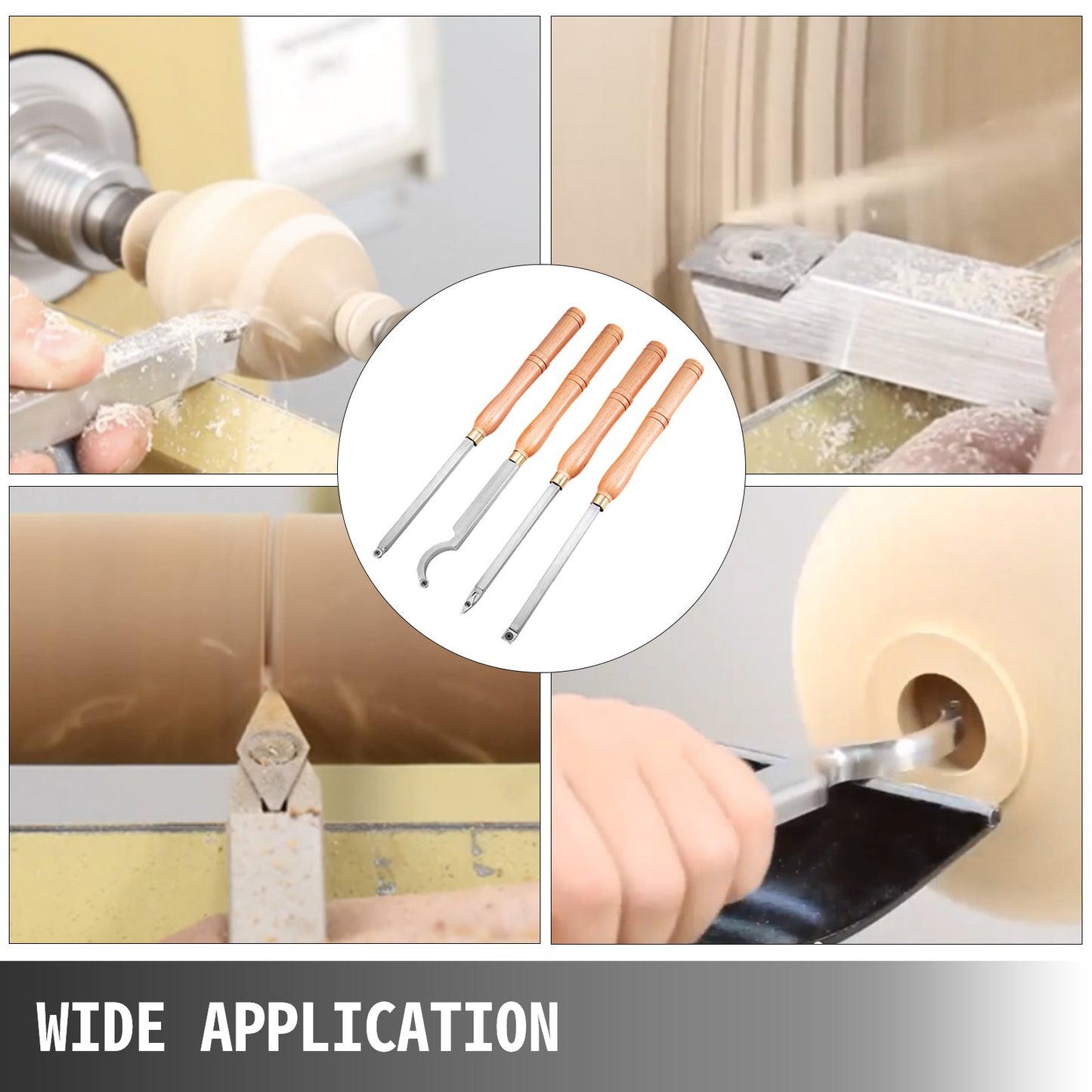 Wood Turning Tools for Lathe 4 PCS Set, Carbide Lathe Tools with Diamond Shape, Round, Square Cutters, V952-MGCDMBSJT00000001V0