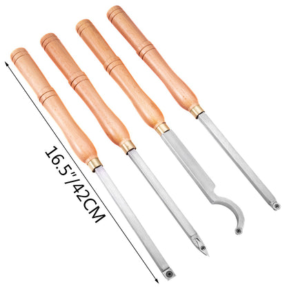 Wood Turning Tools for Lathe 4 PCS Set, Carbide Lathe Tools with Diamond Shape, Round, Square Cutters, V952-MGCDMBSJT00000001V0
