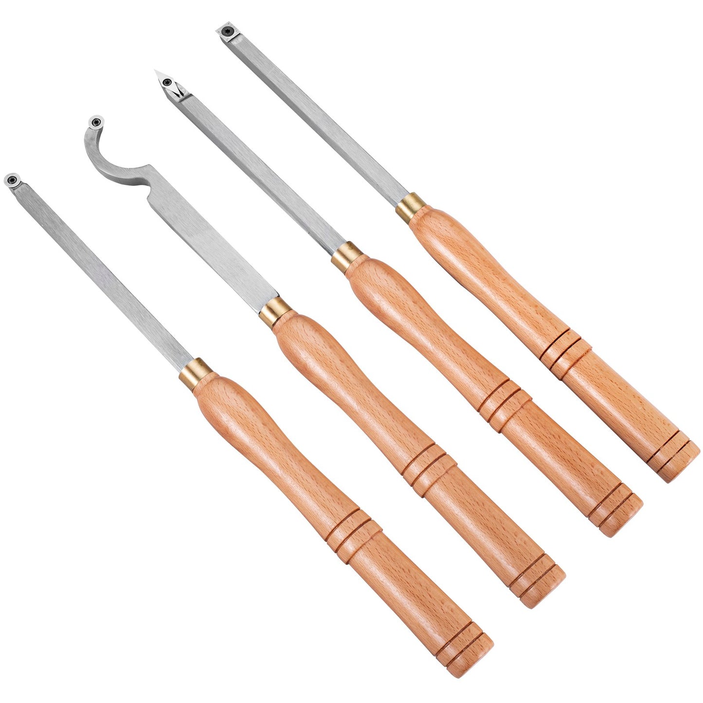 Wood Turning Tools for Lathe 4 PCS Set, Carbide Lathe Tools with Diamond Shape, Round, Square Cutters, V952-MGCDMBSJT00000001V0