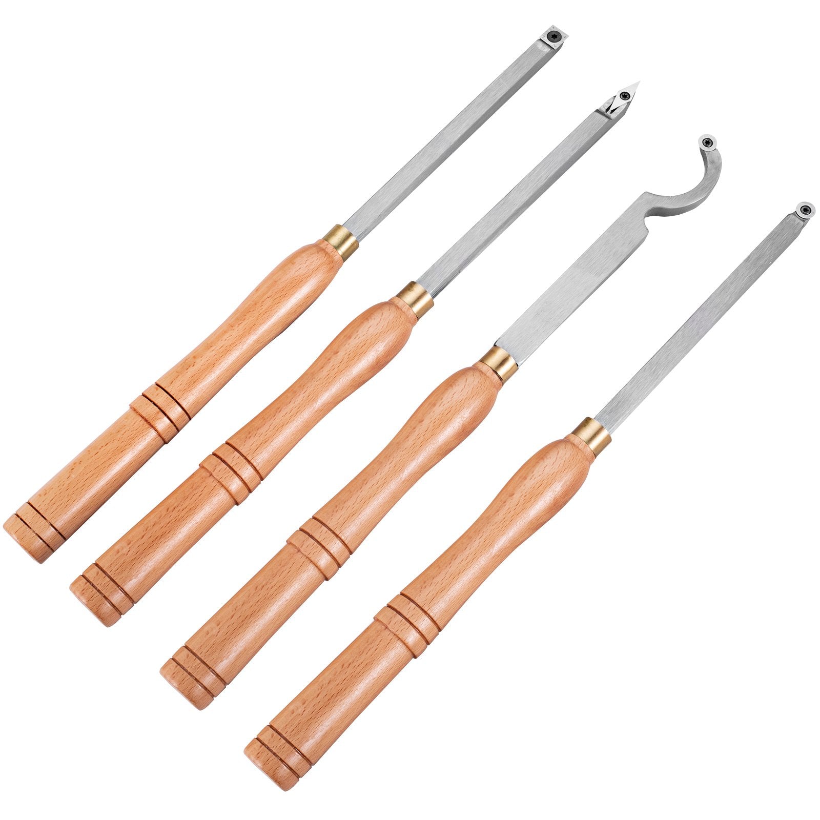 Wood Turning Tools for Lathe 4 PCS Set, Carbide Lathe Tools with Diamond Shape, Round, Square Cutters, V952-MGCDMBSJT00000001V0