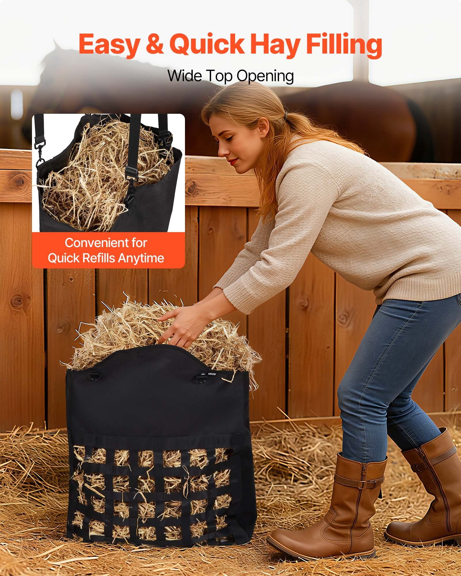 Hay Bag for Horses, 55 x 18.5 x 64 cm, 46 x 46 mm Holes, Premium Nylon Construction with PVC Waterproof V952-MGCDZWYBZD21BJ7DL001V0