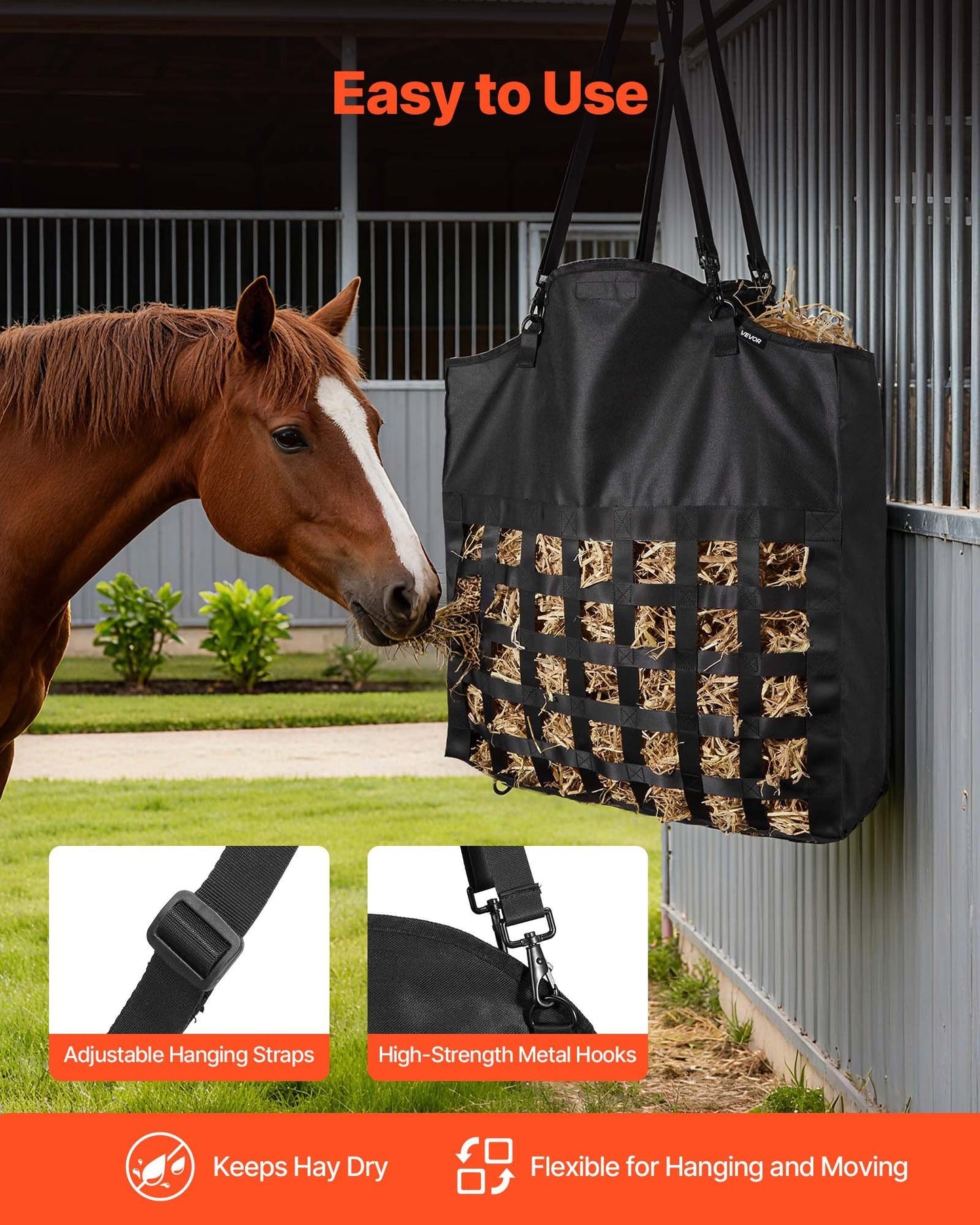 Hay Bag for Horses, 55 x 18.5 x 64 cm, 46 x 46 mm Holes, Premium Nylon Construction with PVC Waterproof V952-MGCDZWYBZD21BJ7DL001V0