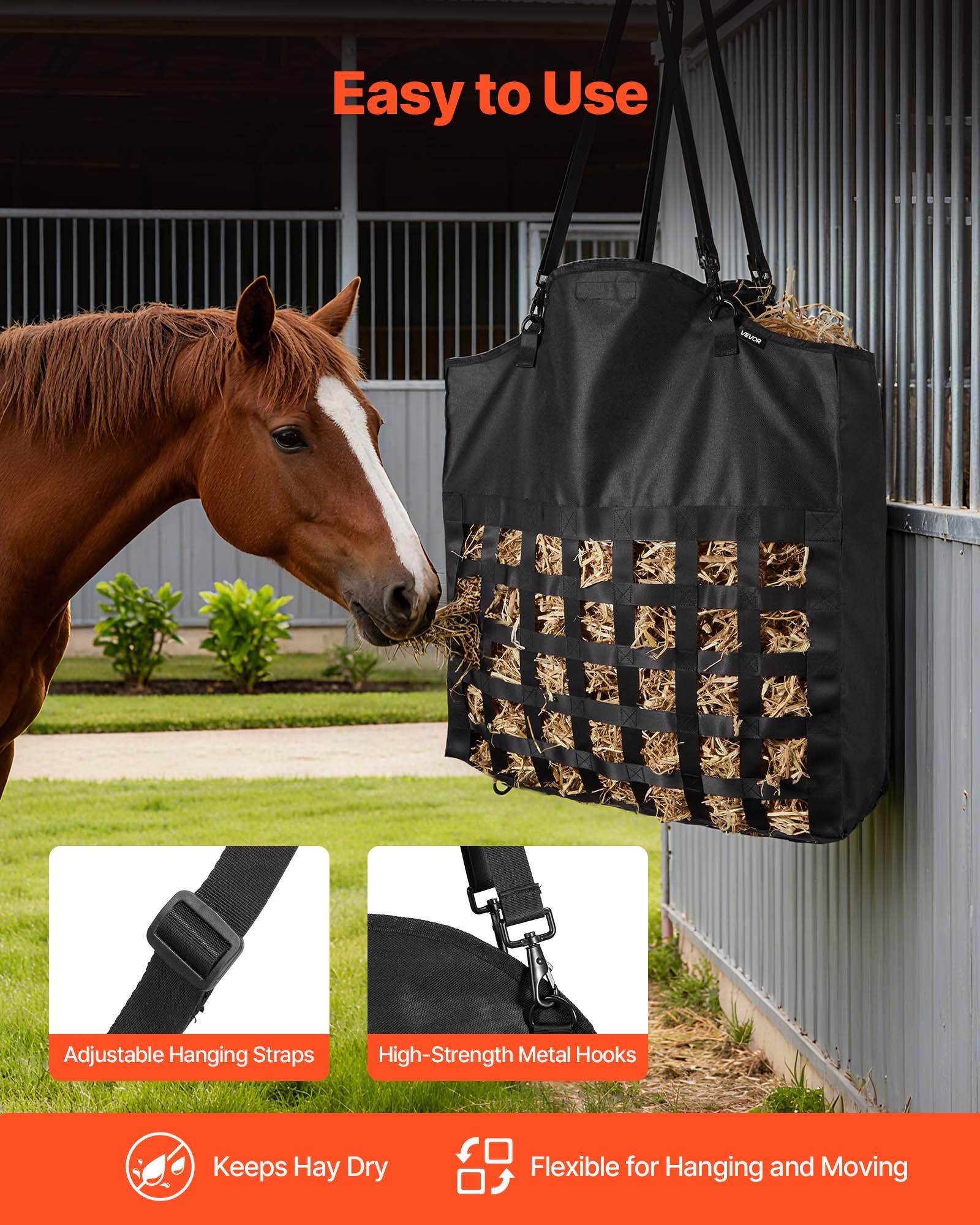 Hay Bag for Horses, 55 x 18.5 x 64 cm, 46 x 46 mm Holes, Premium Nylon Construction with PVC Waterproof V952-MGCDZWYBZD21BJ7DL001V0