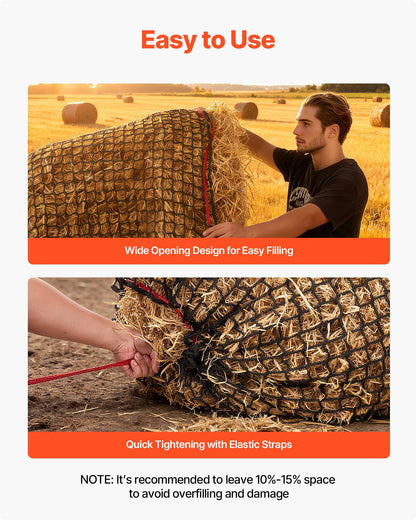 Round Bale Hay Net, 1.8 x 1.8 x 1.8 m, 38.1 x 38.1 mm Holes, PE Material, Knotless Design, with Zip Ties, V952-MGCWXWYWJW669QY4O001V0