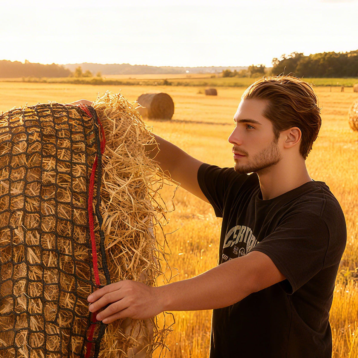 Round Bale Hay Net, 1.8 x 1.8 x 1.8 m, 38.1 x 38.1 mm Holes, PE Material, Knotless Design, with Zip Ties, V952-MGCWXWYWJW669QY4O001V0